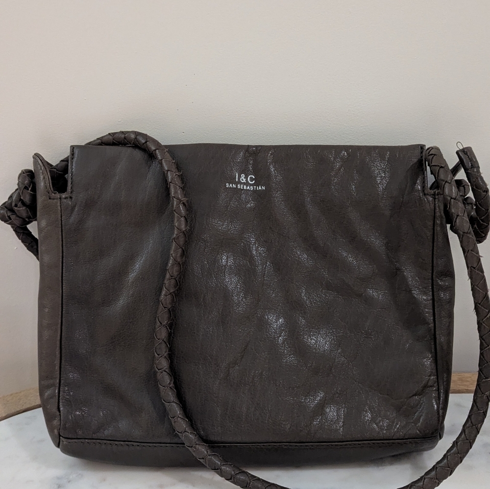 Indi & Cold San Sebastian Dark Green Leather Crossbody Bag